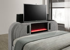 Gray Teddy Sherpa Queen Bed with LED & Bluetooth.
