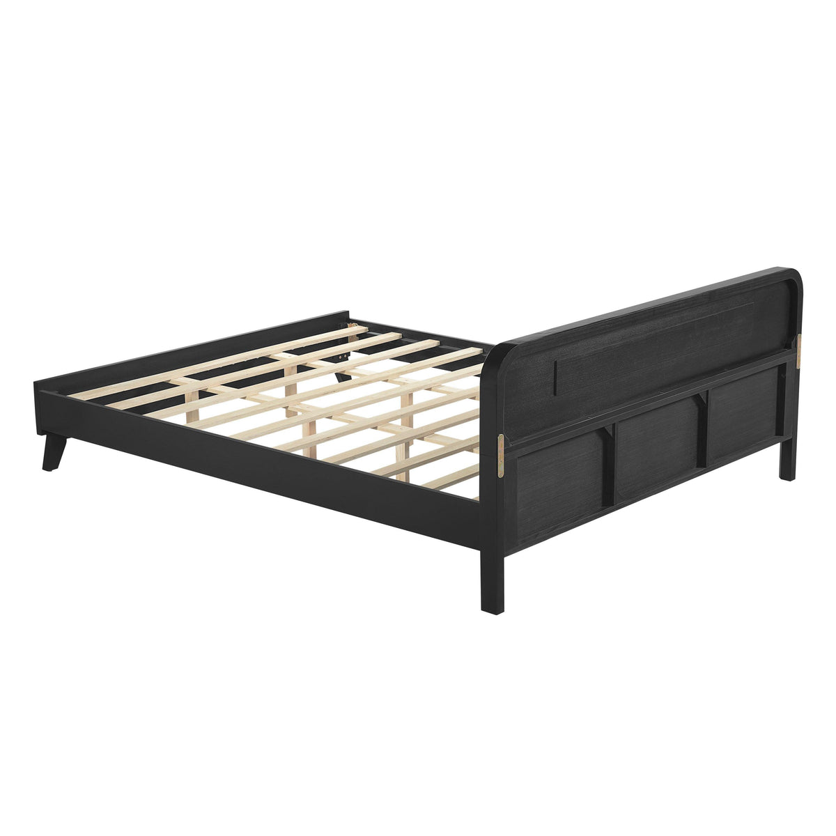 Black Queen Size Solid Wood Bed With No Box Spring.