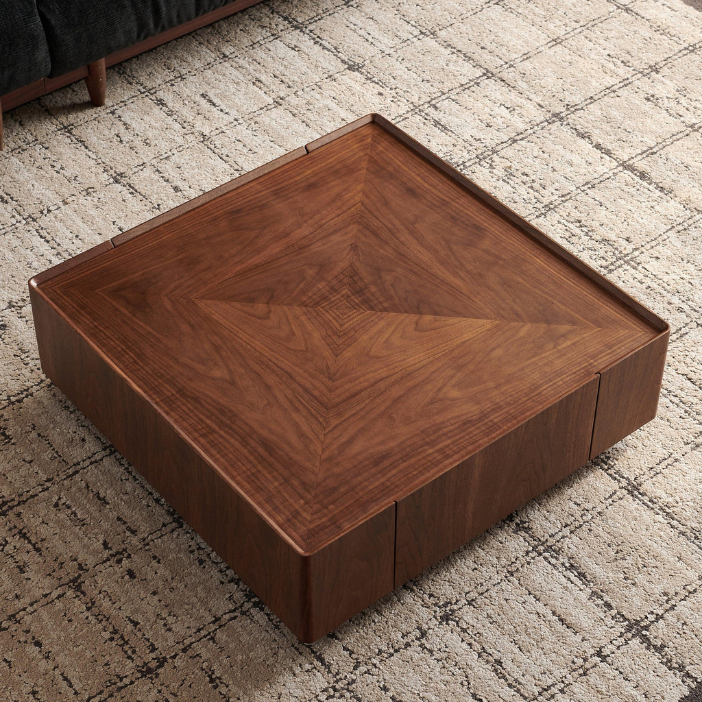Square Walnut Coffee Table for Living Room.