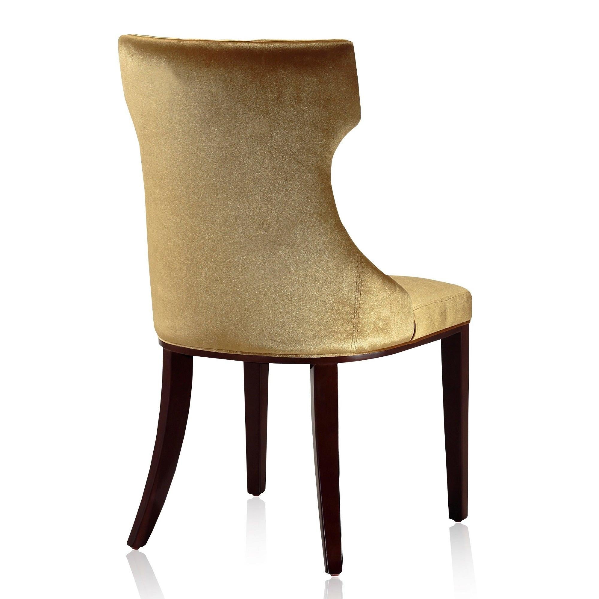 Reine Wood Upholstered Dining Chair in Antique Gold - Set of 2.