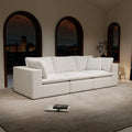 Modular Sectional Sofa in White with Plush Corduroy Fabric.