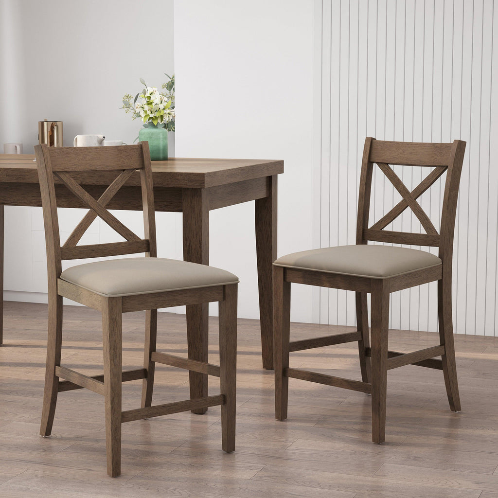 Farmhouse Counter Stools Set of 2 with X-Back Frame.