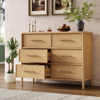 Natural Storage Cabinet with 6 Drawers for Living Room.