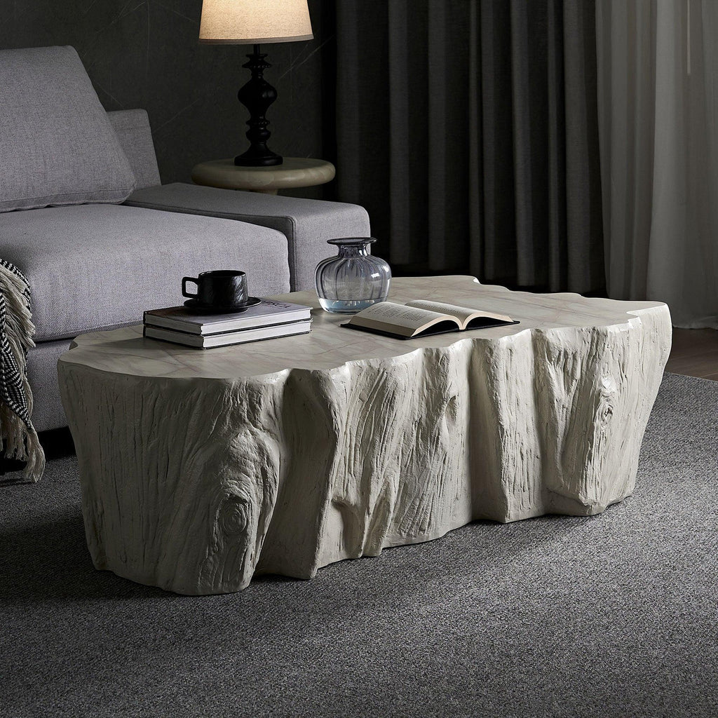 Sturdy Unique Shape Coffee Table - Beige Fiberglass Design.