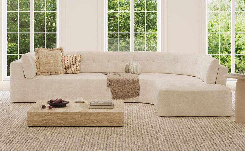 119'' Curved L-Shaped Sectional Sofa for Modern Living.