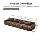 Modular Chocolate Plush Sofa with 4 seats and no assembly, shown with detailed dimensions and 300lbs weight capacity per seat.