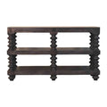Solid Wood Spindle Shelf Console in Carbon Ash, Black with storage