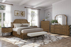 King Planked Panel Bed - Almond with Solid Wood.