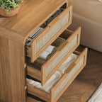 Rattan Nightstand with 3 Drawers for Modern Bedrooms.