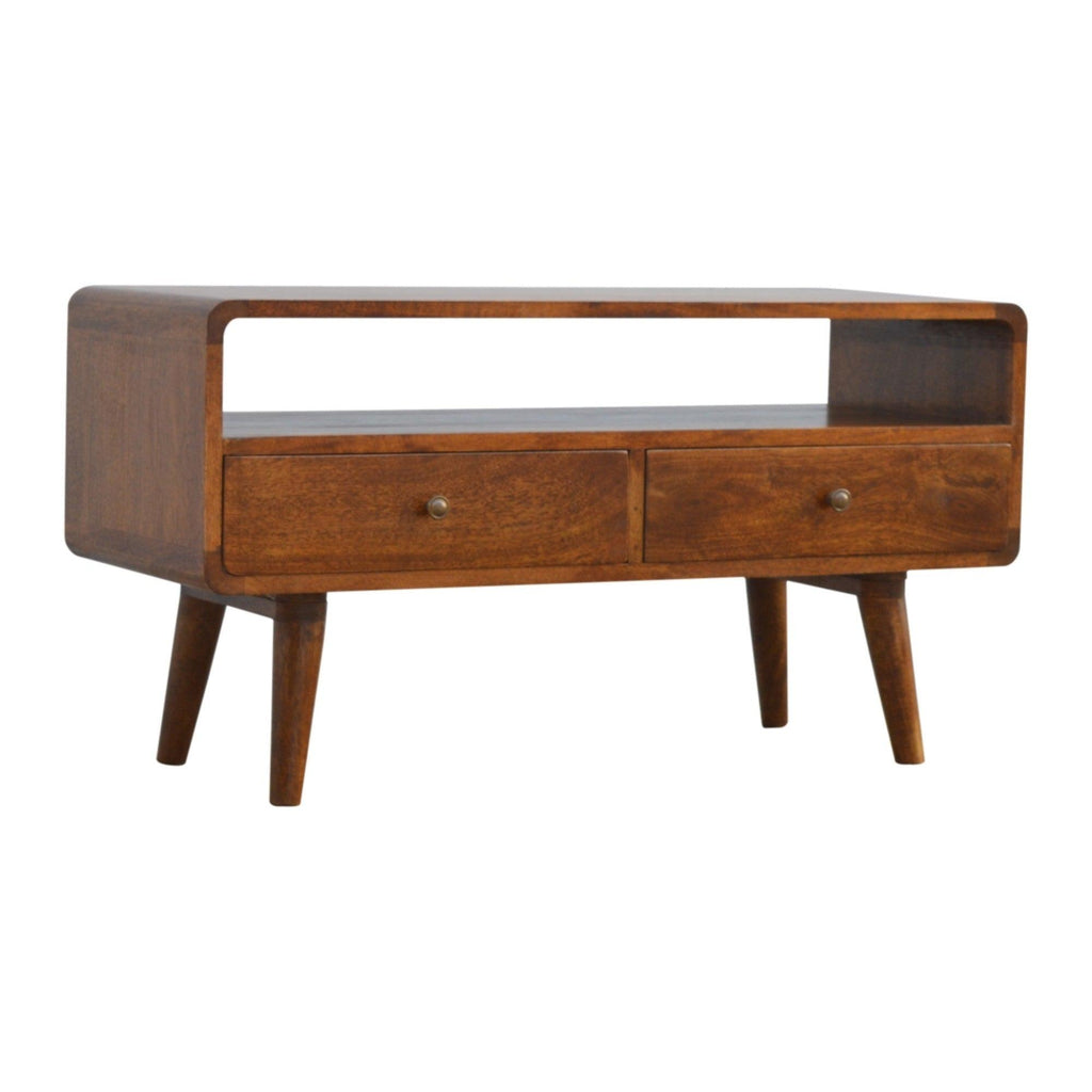 Curved Chestnut Media Unit.