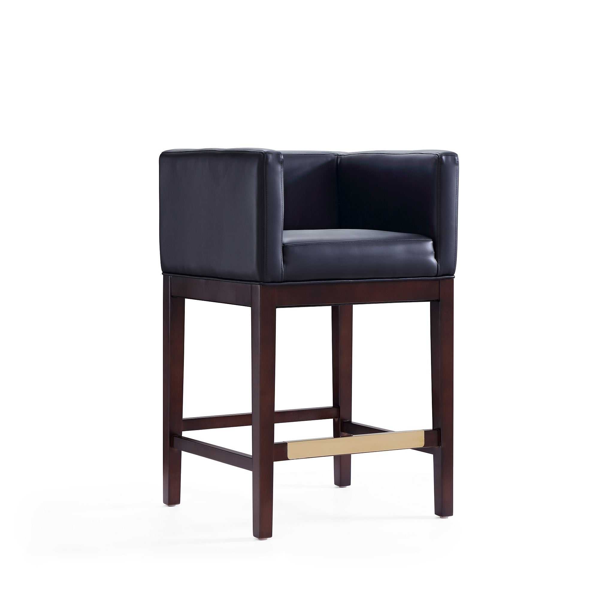 Kingsley Wood Upholstered Counter Stool in Black