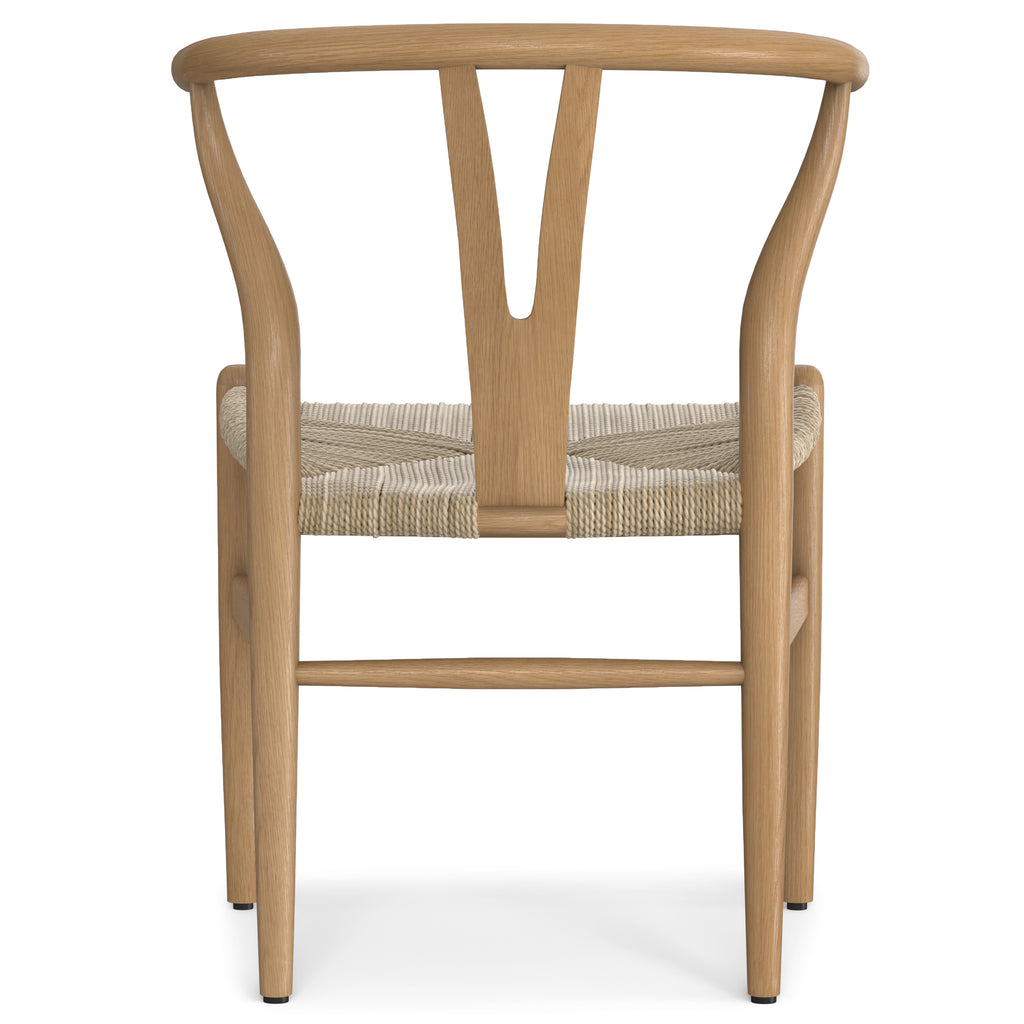Hershey Dining Chairs Set of 2 - Ergonomic Design Wood rear view showing Y-back support and natural brown beech finish with rope seat.