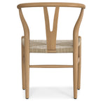 Hershey Dining Chairs Set of 2 - Ergonomic Design Wood rear view showing Y-back support and natural brown beech finish with rope seat.