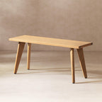 Capri 41.5' Solid Red Oak Wood Bench, Natural Brown Red Oak.