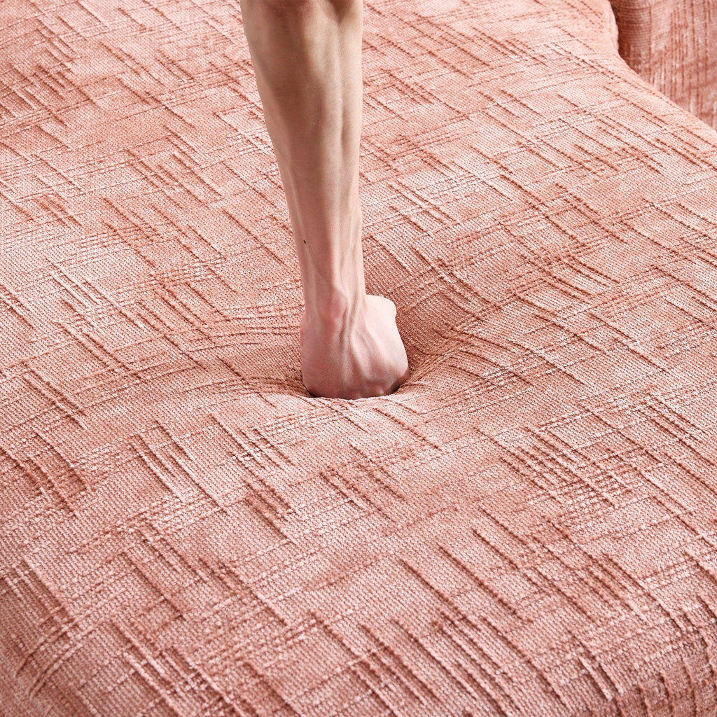 Pink Chenille L-Shaped Sofa Perfect for Living Room.
