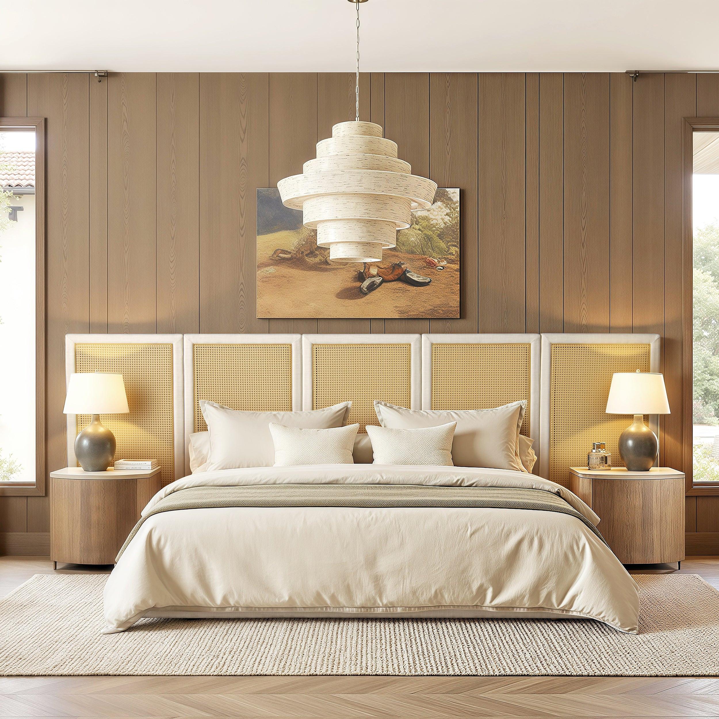 Capri Cane Platform Bed with Extended Headboard.