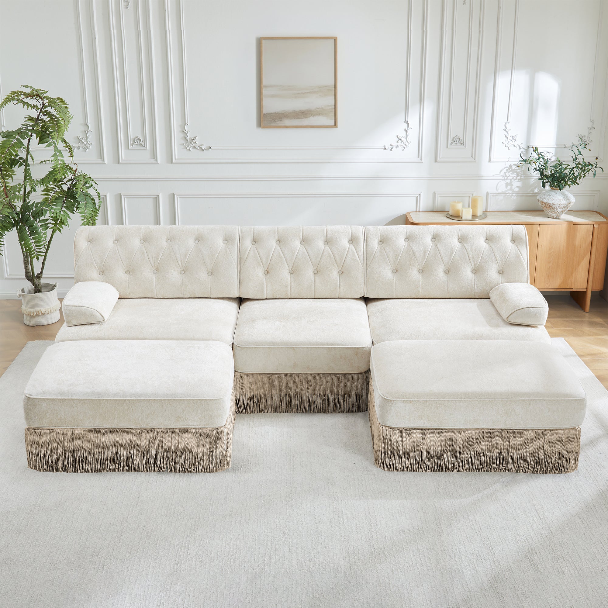 Modular Velvet Chesterfield Sofa for Living Room