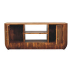 Solid Wood Media Console - Artisan Furniture with Shelves.
