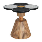 Four-Leaf Clover Accent Table with a sculptural wood base and clover-shaped top, ideal for decorative use in small spaces.