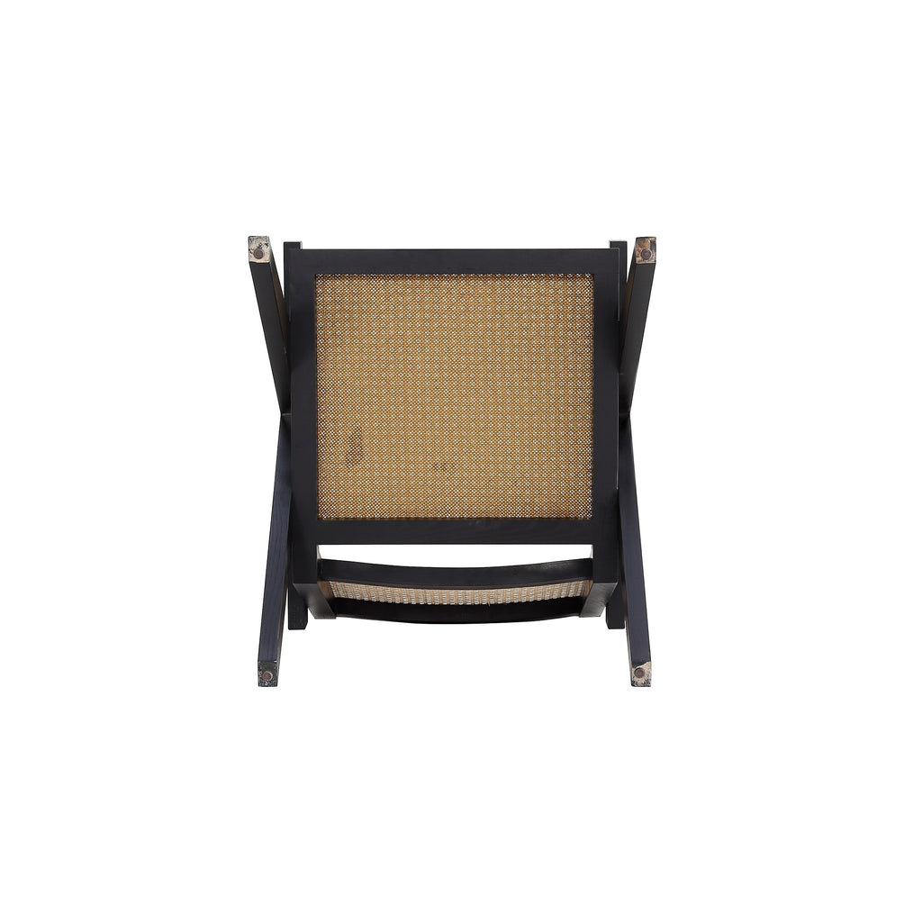 Hamlet Cane Back Wood Accent Armchair in Black and Natural
