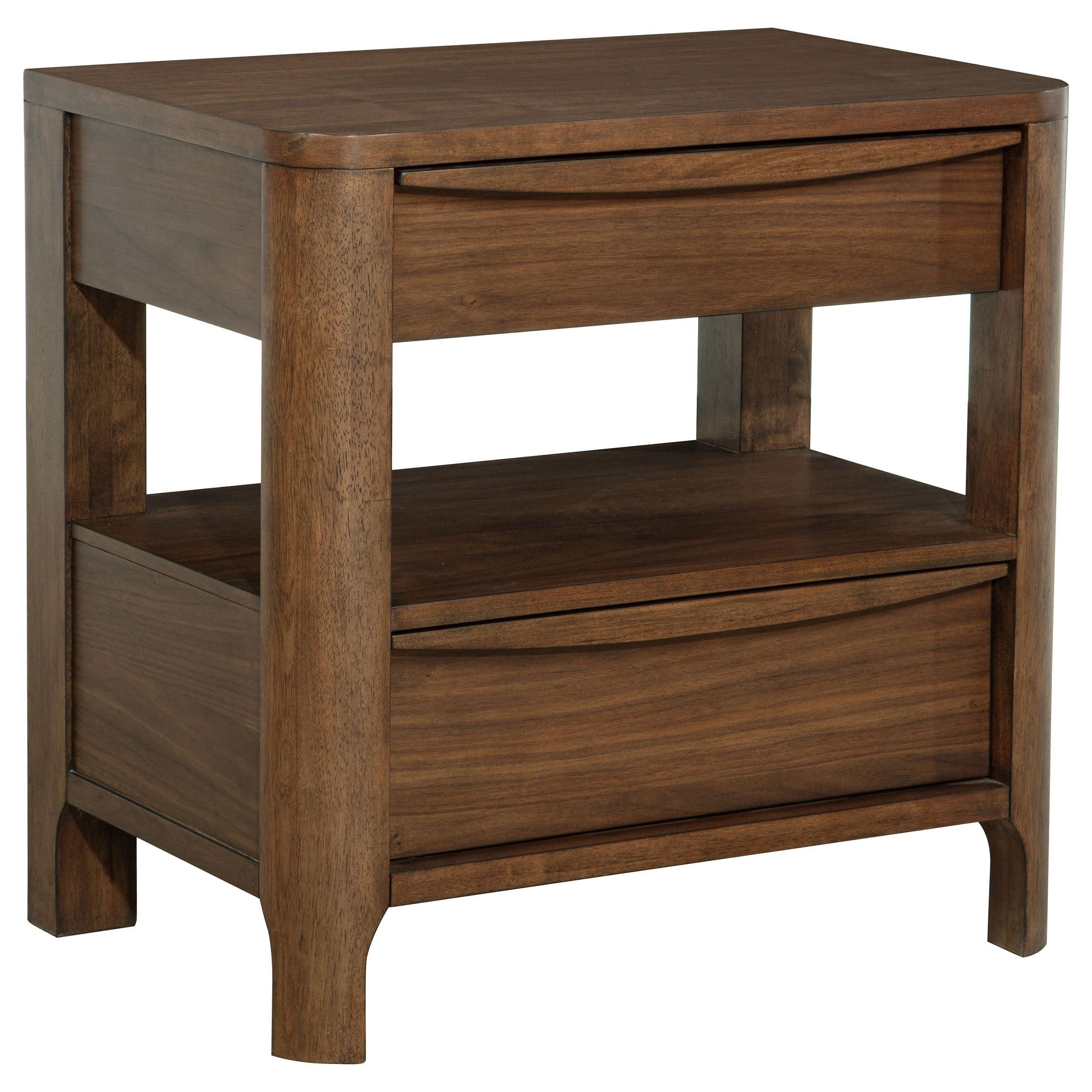 Walnut Nightstand with Hidden Storage - Verona Style.