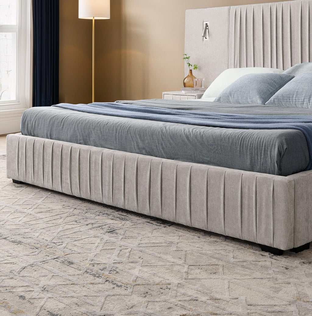 Elegant Queen Upholstered Bed Frame with Headboard.
