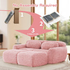 Pink Modular Plush Sofa - No Assembly, Non-slip, With Ottoman.