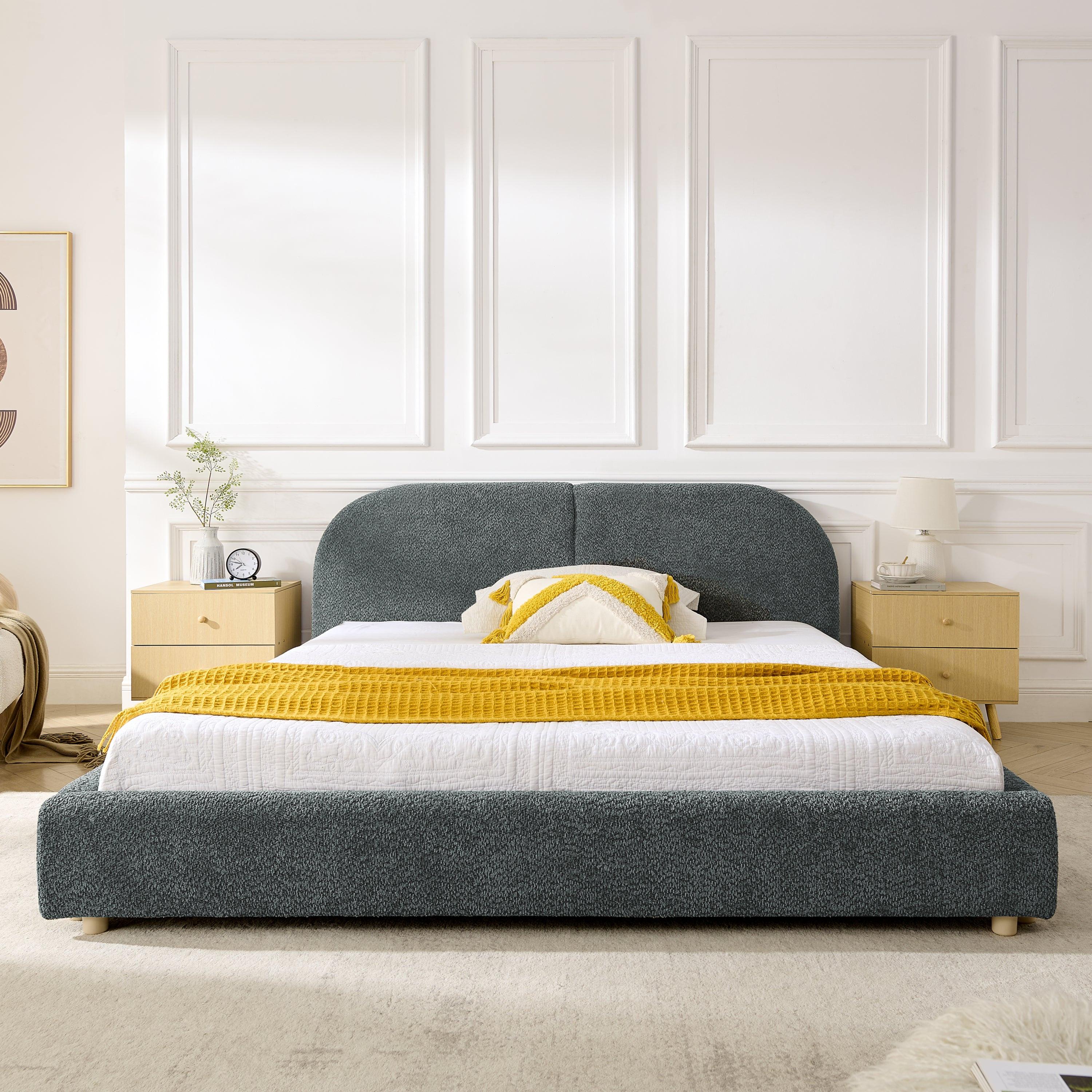 Queen Size Upholstered Bed Frame - Modern Minimalist Design.