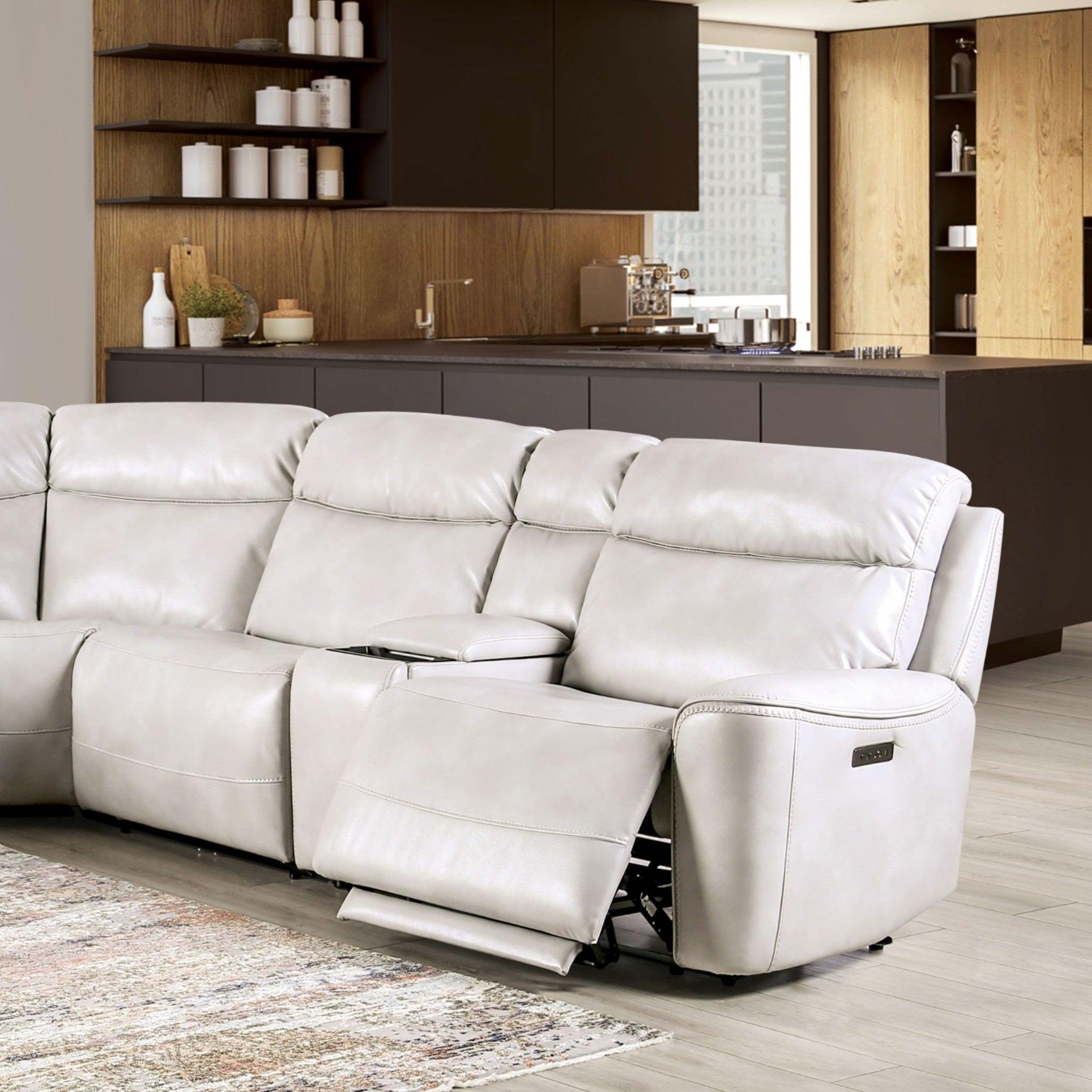 Power Reclining Sectional Sofa with Console & Wedge Chairs.