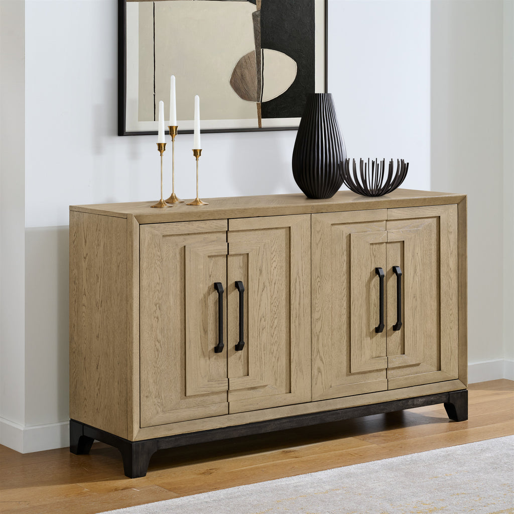 Caramel and Cocoa Sideboard in Brown Wood with Ample Storage and Warm Finish, 18.0' L x 62.0' W x 36.0' H