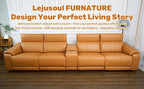 5-Piece Modular Leather Sofa Sectional with Cup Holders.