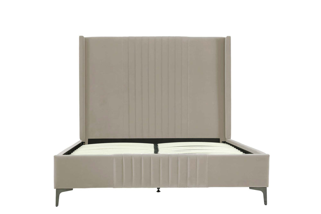 Promenade Upholstered Velvet Queen Bed in Rustic Taupe
