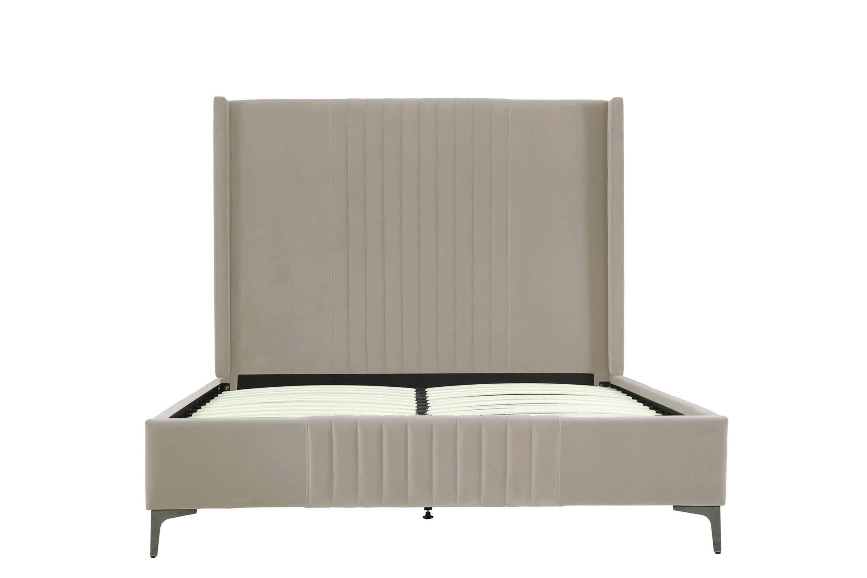 Promenade Upholstered Velvet Queen Bed in Rustic Taupe