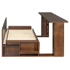 Side profile of Queen Multifunctional Daybed with extended desk and visible hinge mechanism for smooth transformation.