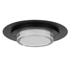 Bottom view of 16 Inch LED Flush Mount Ceiling Fixture with clear lens and black housing for modern home lighting.