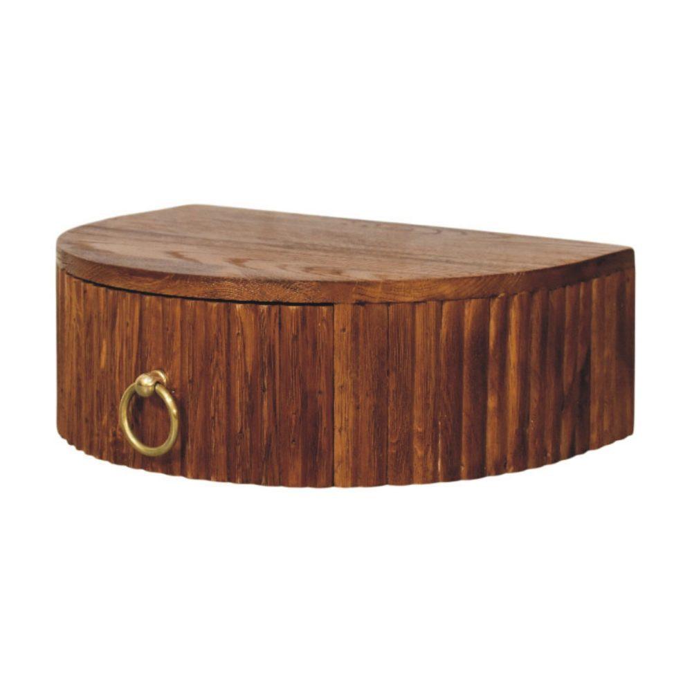 Solid Wood Nightstand with Ring Pull in Modern Style.