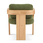 2-Pack Dining Chairs with Pillow Back, Green Boucle Fabric, Natural Color Solid Wood Frame