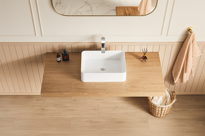 20 x 14 Solid Surface Vessel Bathroom Sink Basin in Matte White