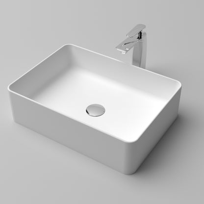 20 x 14 Solid Surface Vessel Bathroom Sink Basin in Matte White