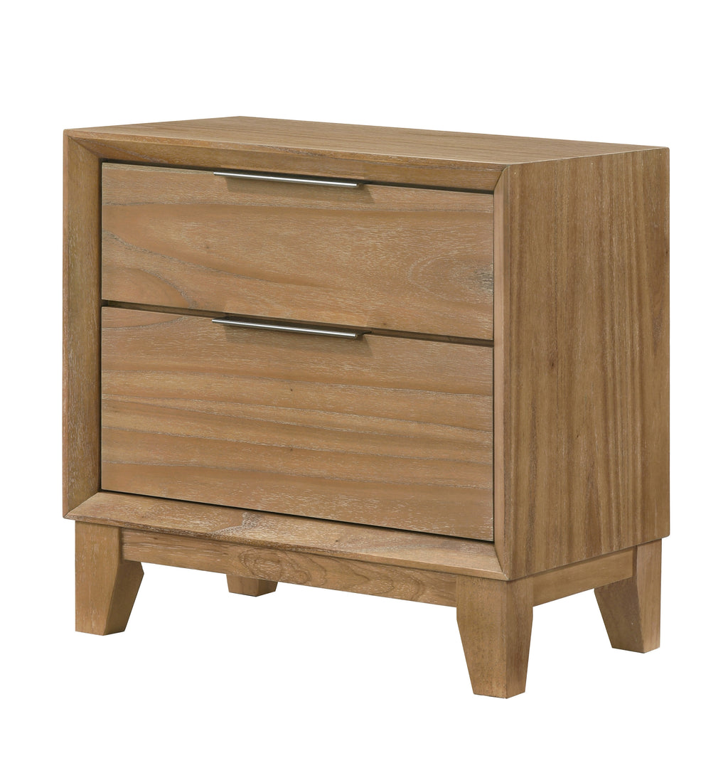 Arlo Contemporary 2-Drawer Nightstand, Natural Wood Finish