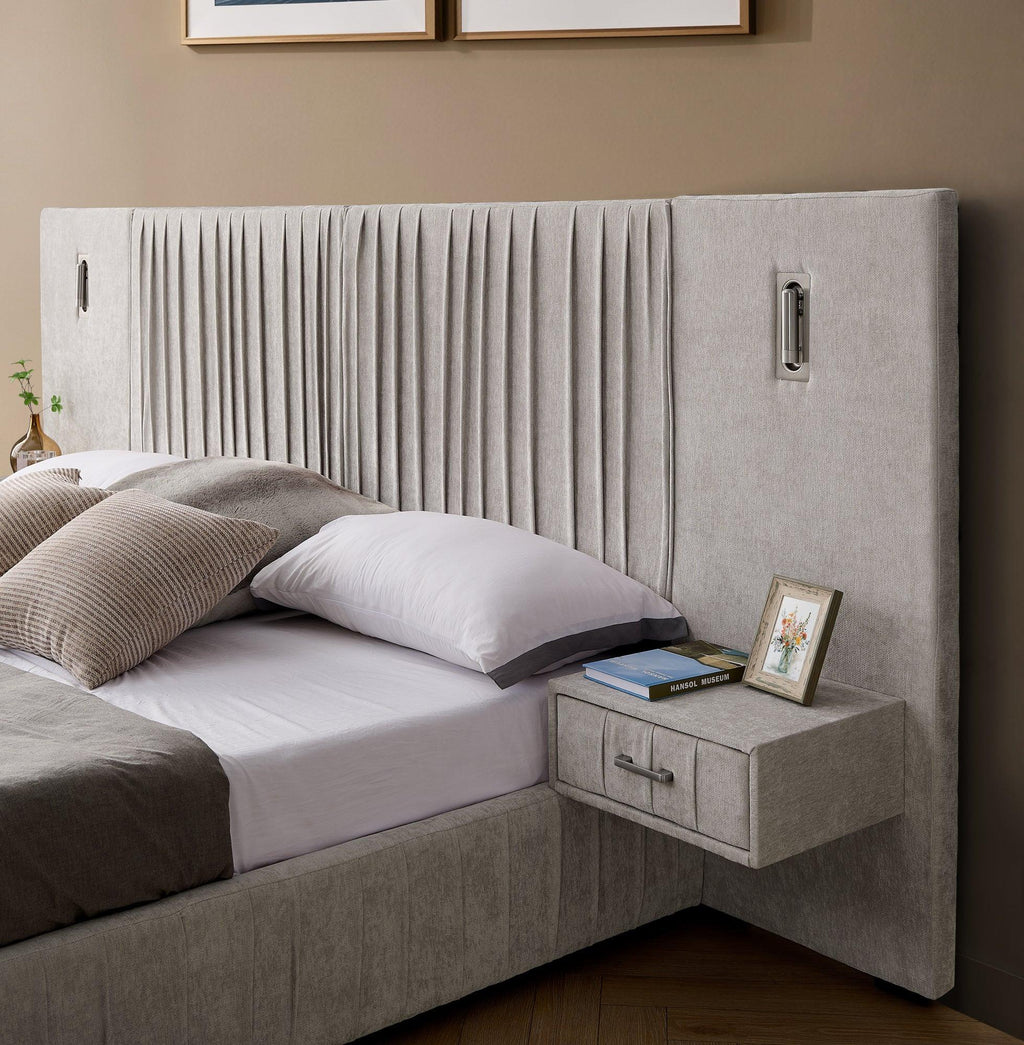 Elegant Queen Upholstered Bed Frame with Headboard.