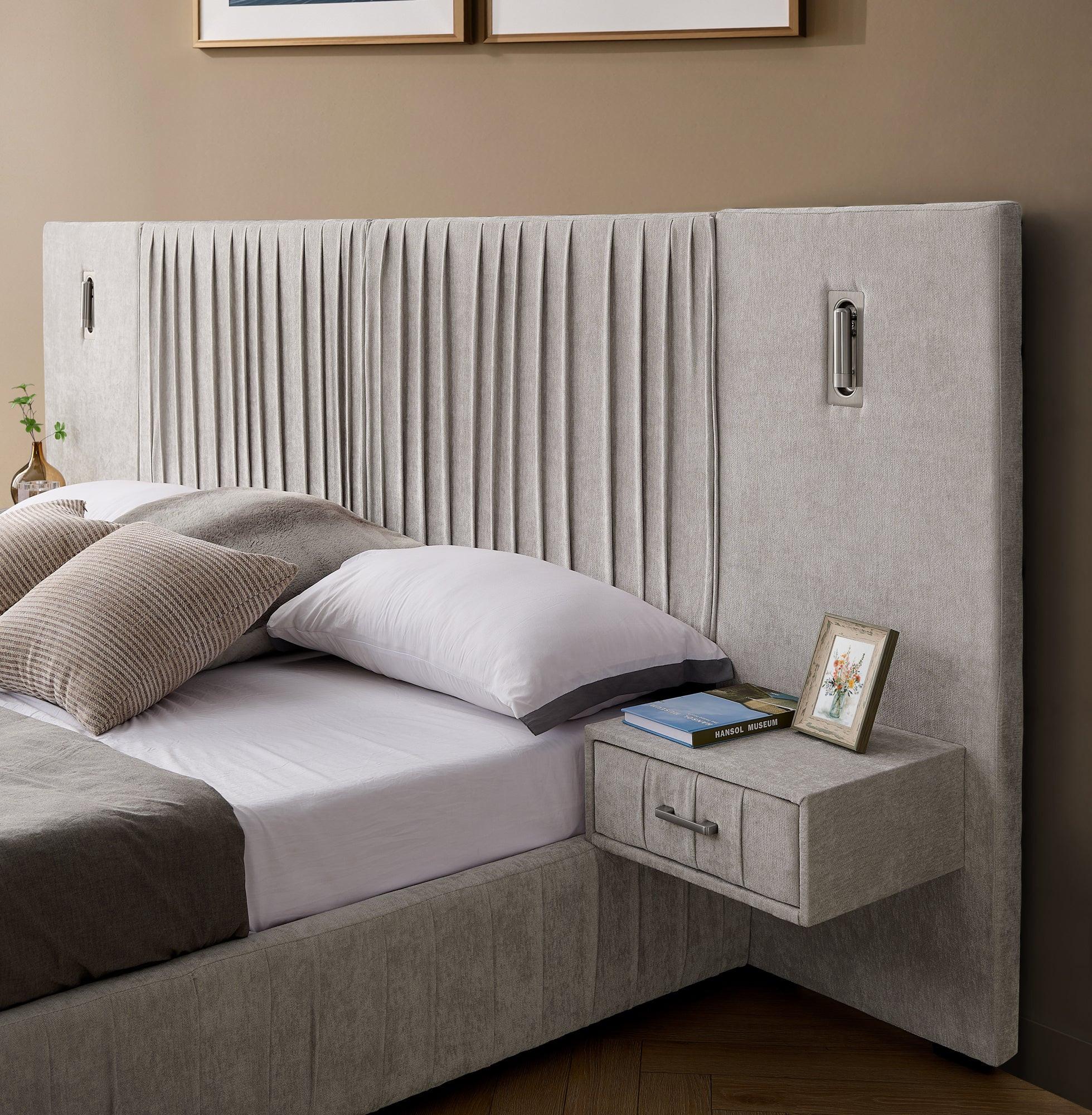 Elegant Queen Upholstered Bed Frame with Headboard.