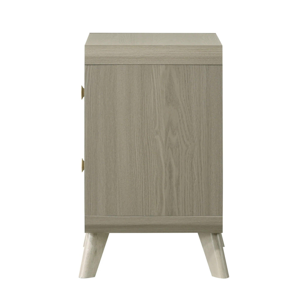 Gray Contemporary Nightstand with 2 Drawers.