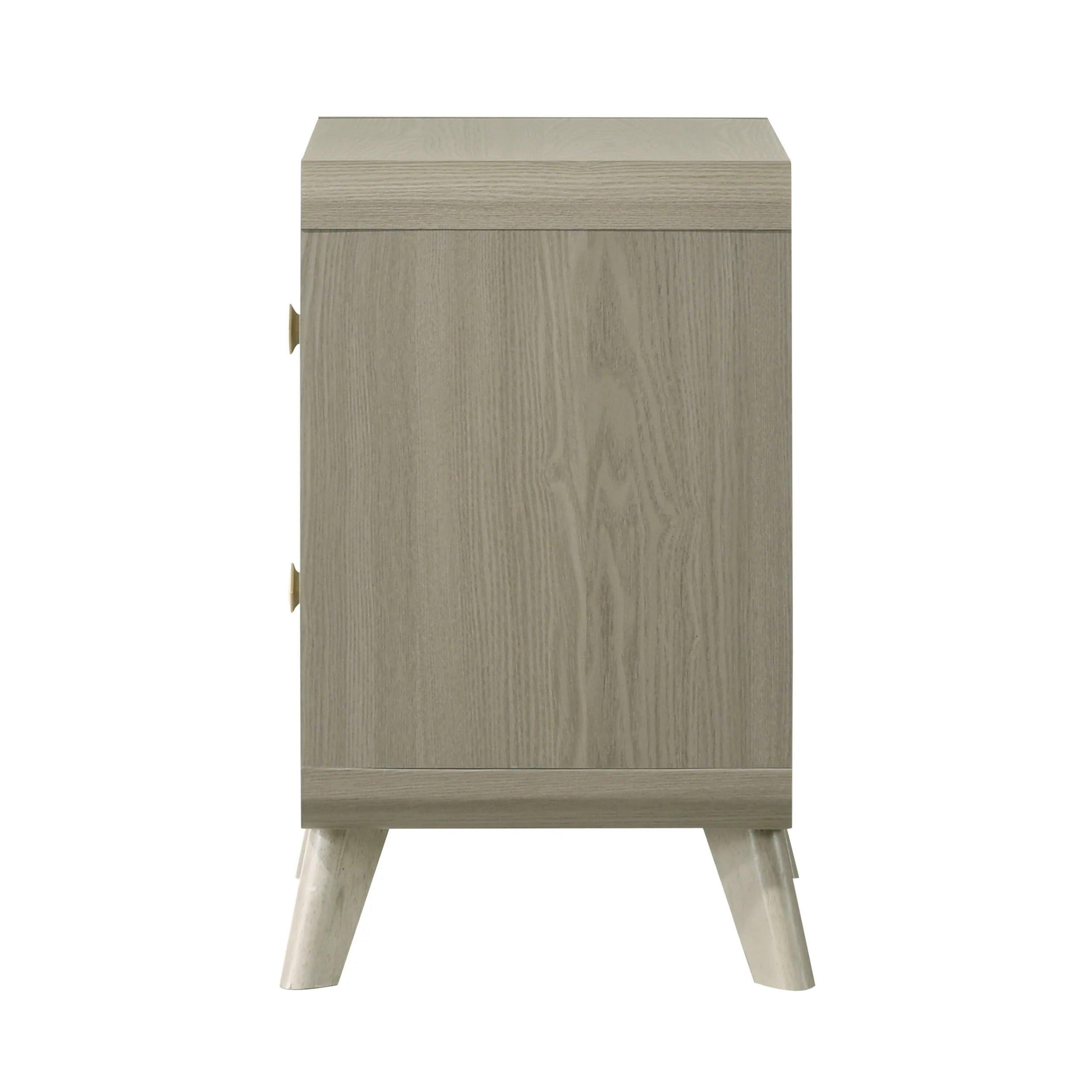 Gray Contemporary Nightstand with 2 Drawers.