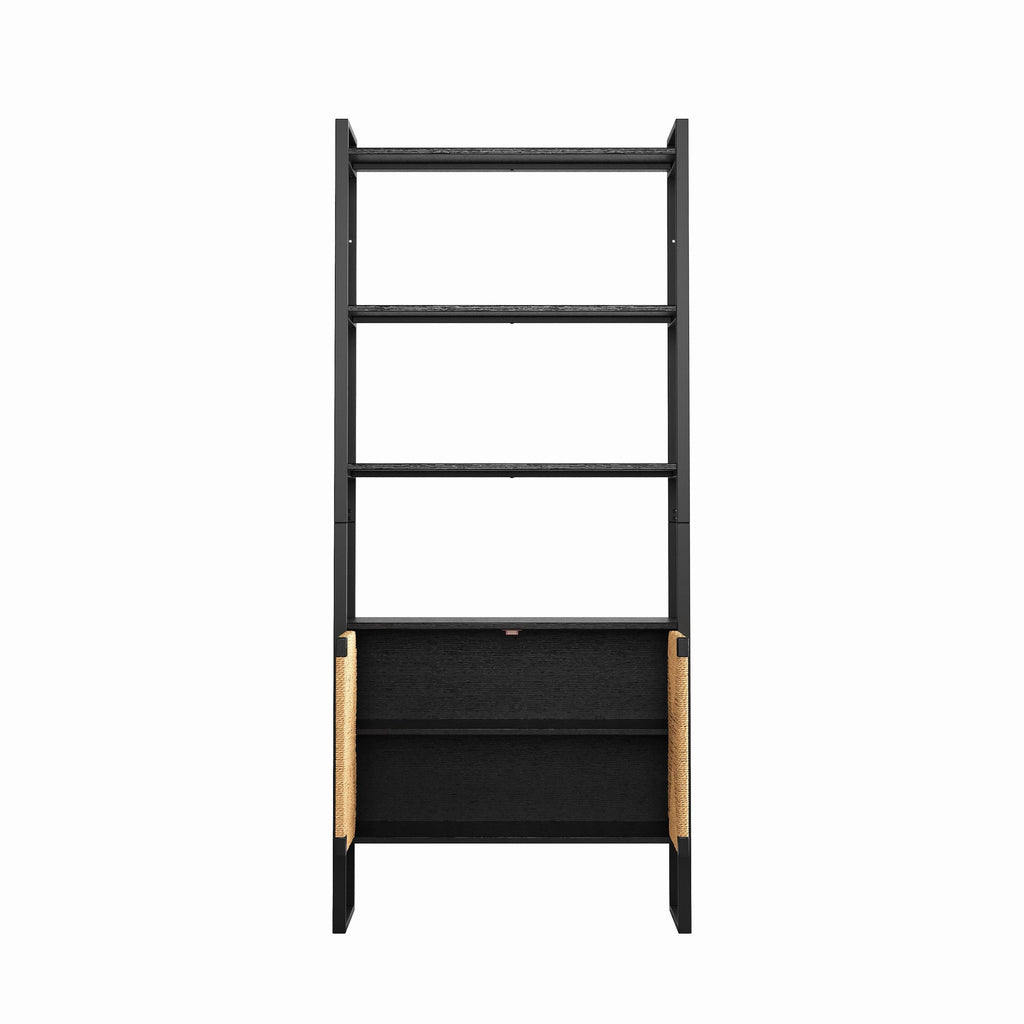 Rattan Cabinet Storage Bookshelf - Dual-Function Display Shelf.