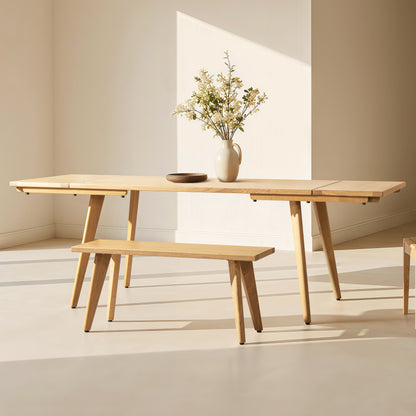 Capri 59-90.5' Solid Oak Wood 4-6 Seat Extendable Leaf Dining Table, Natural Brown Red Oak