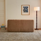 Chenille Fabric 2-Seater Sofa, Easy-Transport, Brown.