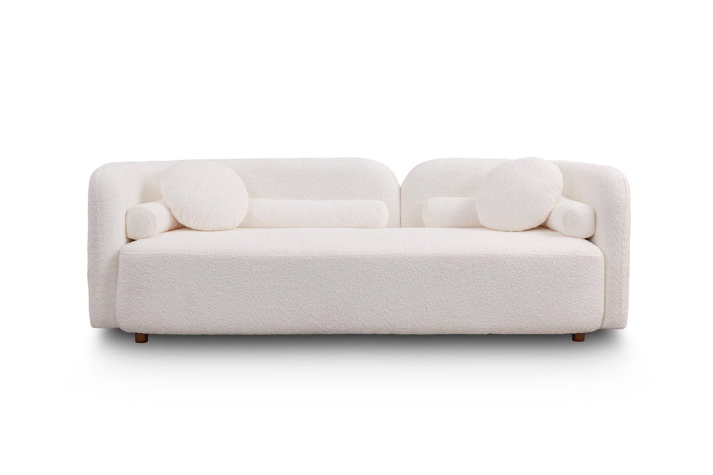 White Boucle Sofa Couch for Living Room.