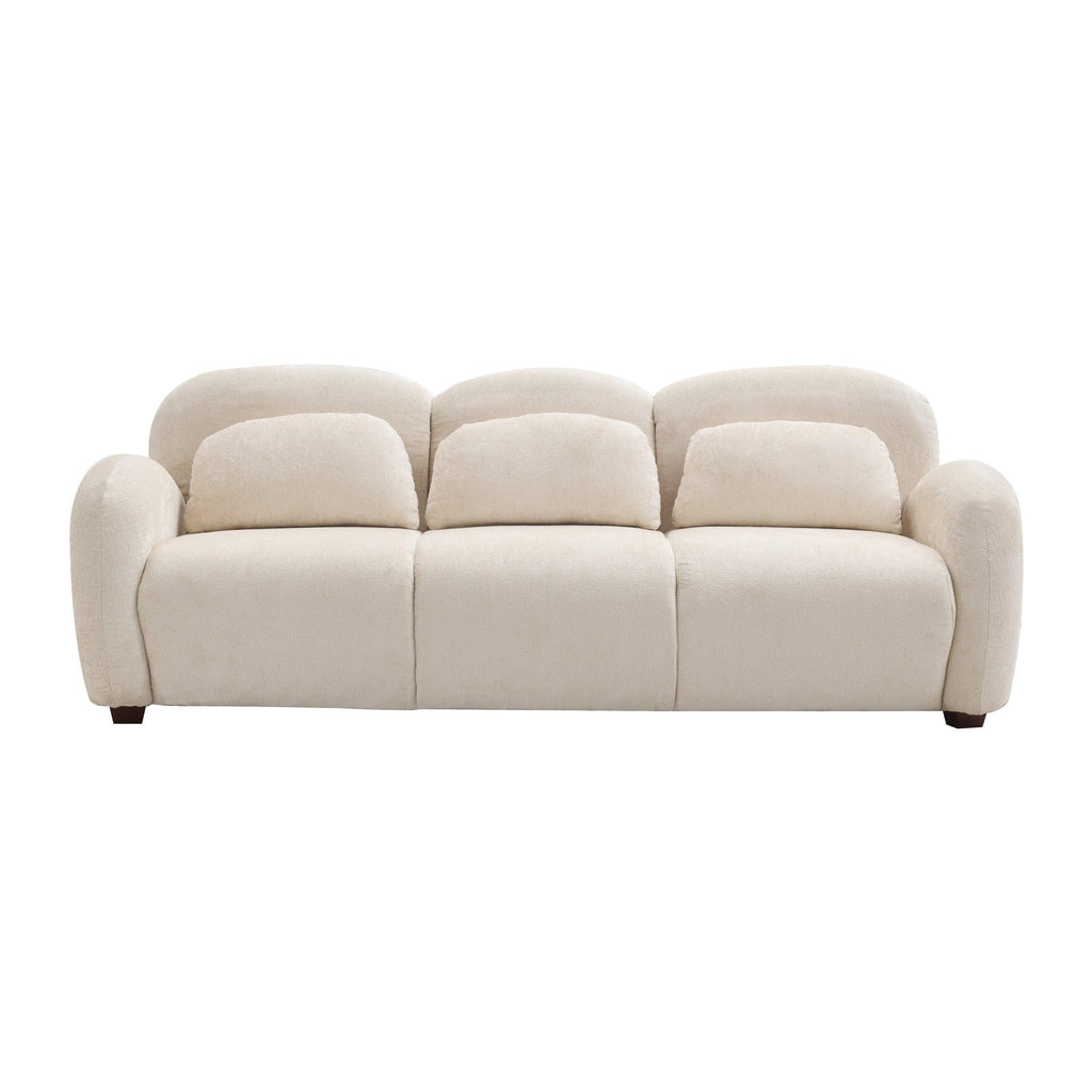 Modern Boucle Sofa - 78 in. 3 Seater Couch with Pillows.