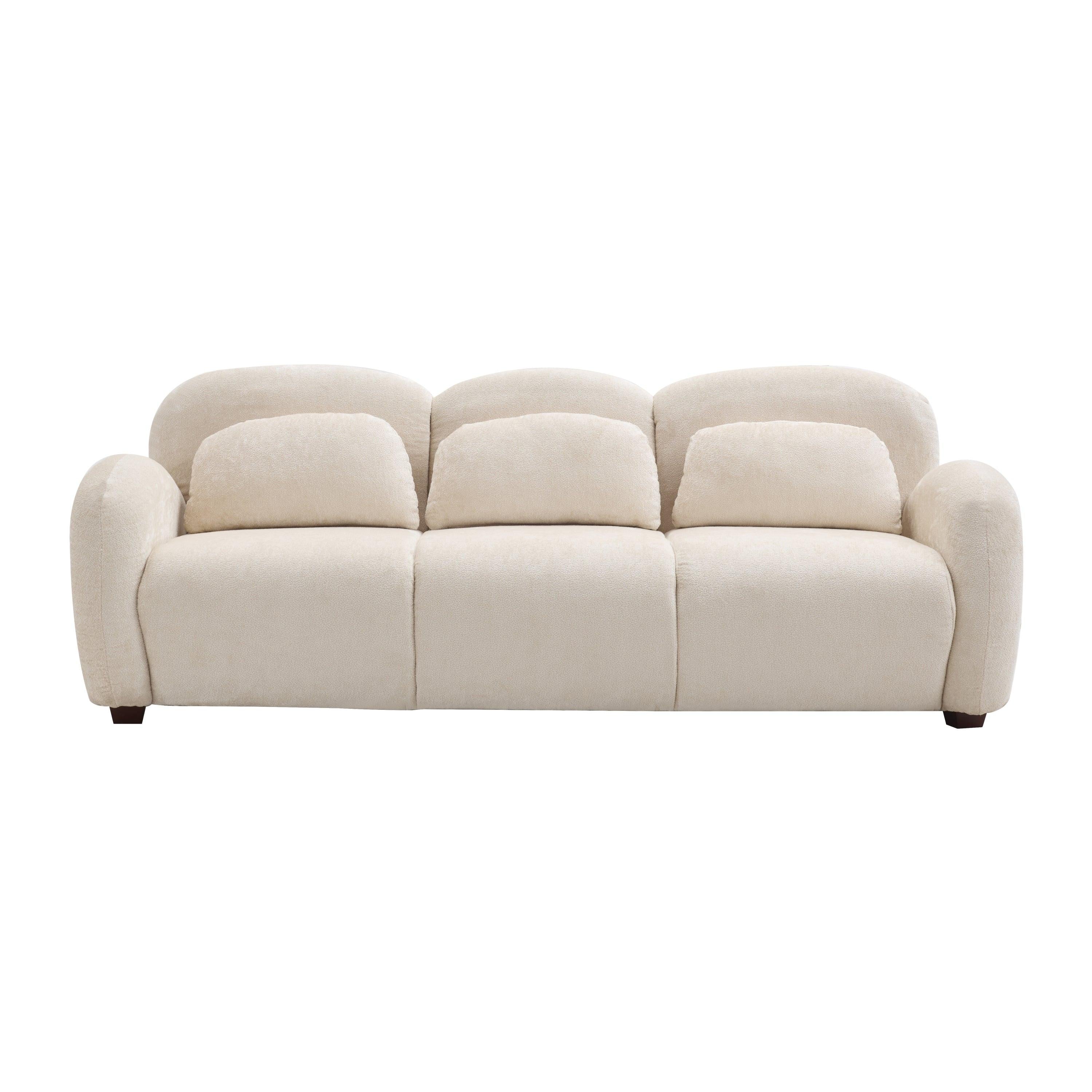 Modern Boucle Sofa - 78 in. 3 Seater Couch with Pillows.